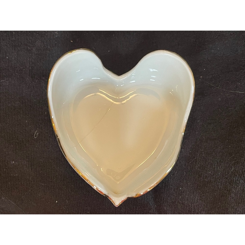 Vintage Lefton Jensens Gifts Heart Porcelain Rose Trinket Bowl & 3 Ashtrays Set - Picture 3 of 14